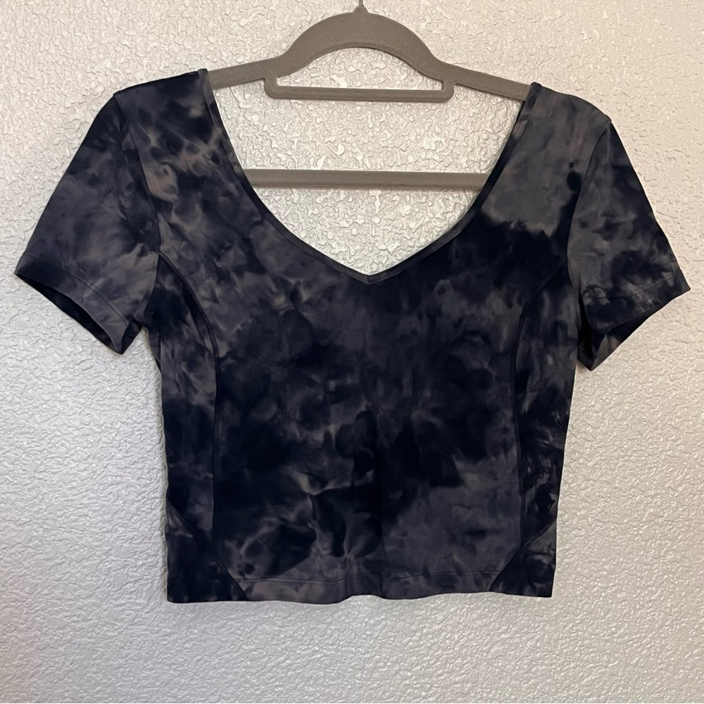 LULULEMON Align T-Shirt Short Sleeve Crop Top Diamond Dye Grey Graphite size 8